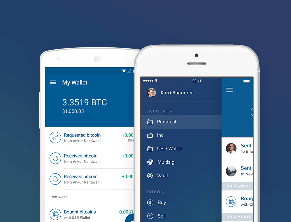 Coinbase iOS Bitcoin wallet App 
