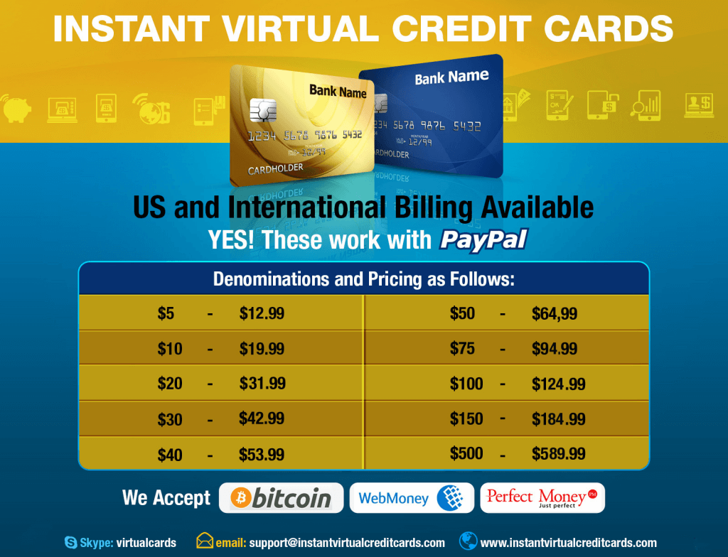 Instant virtual credit cards