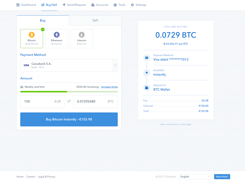 Purchase bitcoins with PayPal on Coinbase