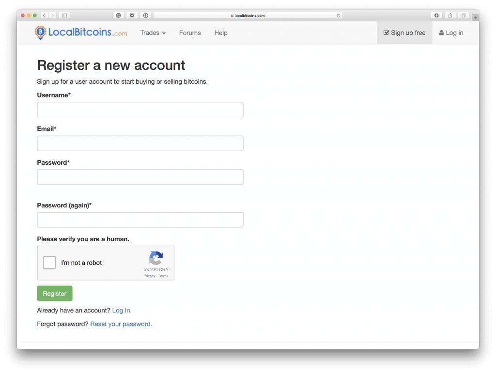 Register your LocalBitcoins account